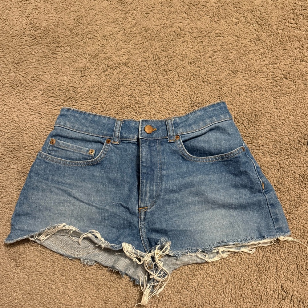 Roxy Blue Frayed Jean Shorts